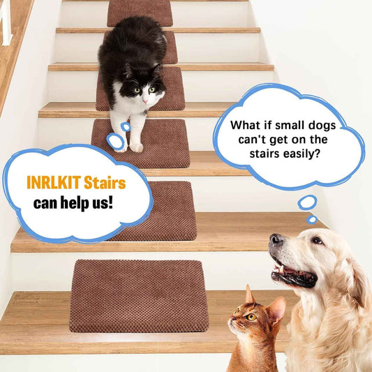 brown anti-slip foam pet stairs on indoor staircase for dogs and cats