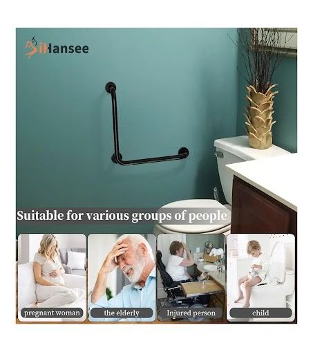 Bathroom setup with a grab bar, suitable for near the toilet