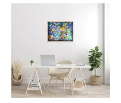 “Colorful Reflections” Lake & Floral Canvas – 16x20