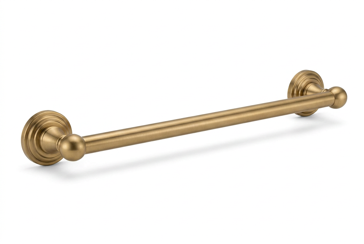 Brushed bronze towel bar unstaged on a white background