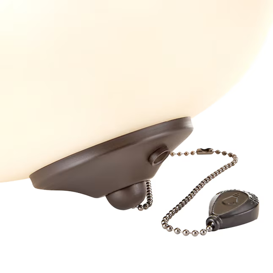 Habor breeze light kit shown up close highlighting finish and pull string