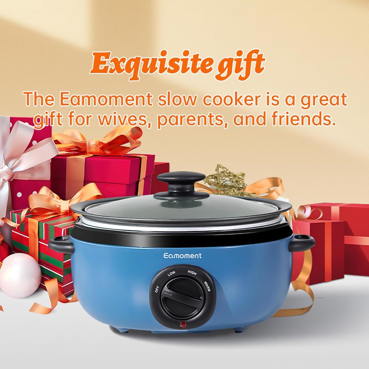 3.5 Quart Slow Cooker Blue Uniform Heating, Non-Stick Pot, Aluminum, Makes Your Food More Delicious.Suitable as a Gift