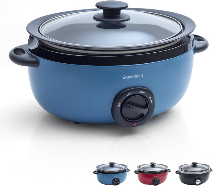 Blue Eamoment slow cooker with glass lid