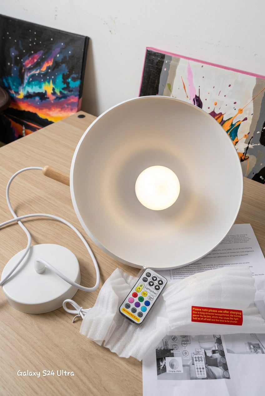 White Battery-Powered Pendant Light with Remote