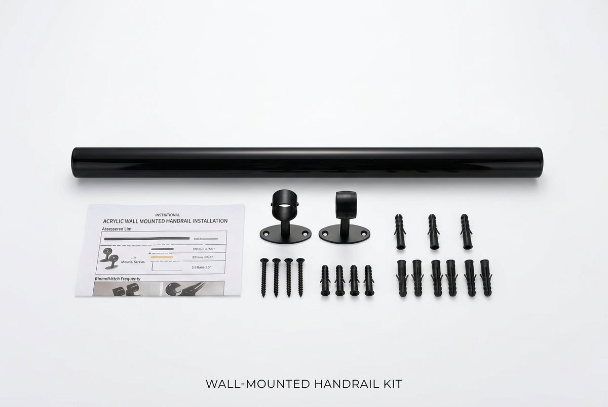 3ft Black Wall Mount Handrail Acrylic