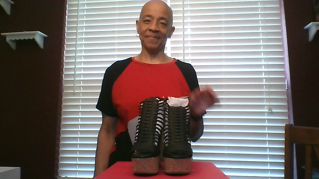 Black Size 6.5 Wedges Displayed for front view