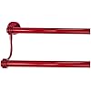 Close Up of a Fire engine red double towel bar featuring two parallel brass bars with curved supports