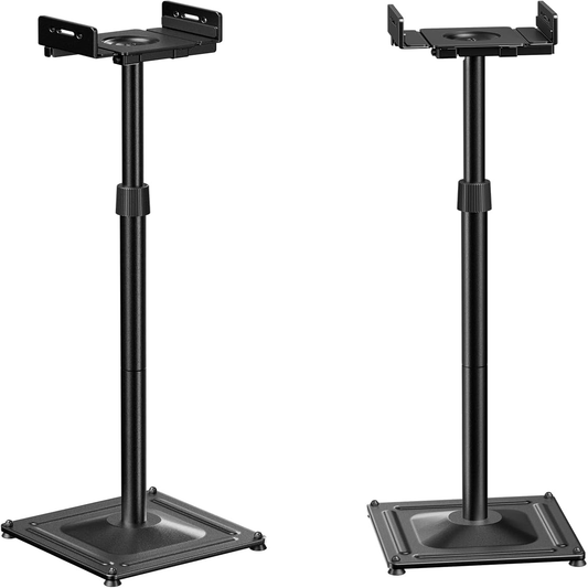 Perlesmith Universal Speaker Stands – adjustable height with a durable steel base, suitable for various speaker models.