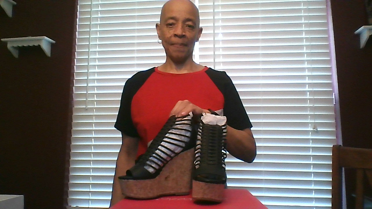 Black Size 6.5 Wedges Displayed for inner view