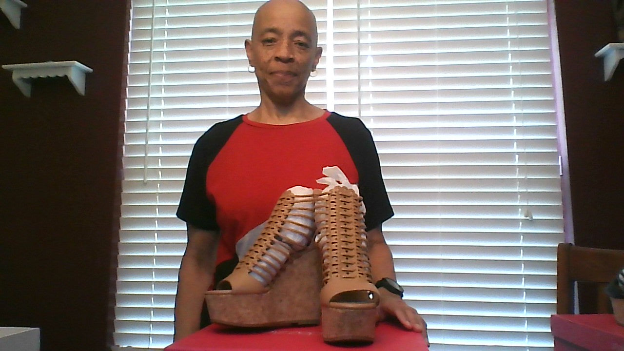 Tan Size 6.5 Wedges Displayed for inner view