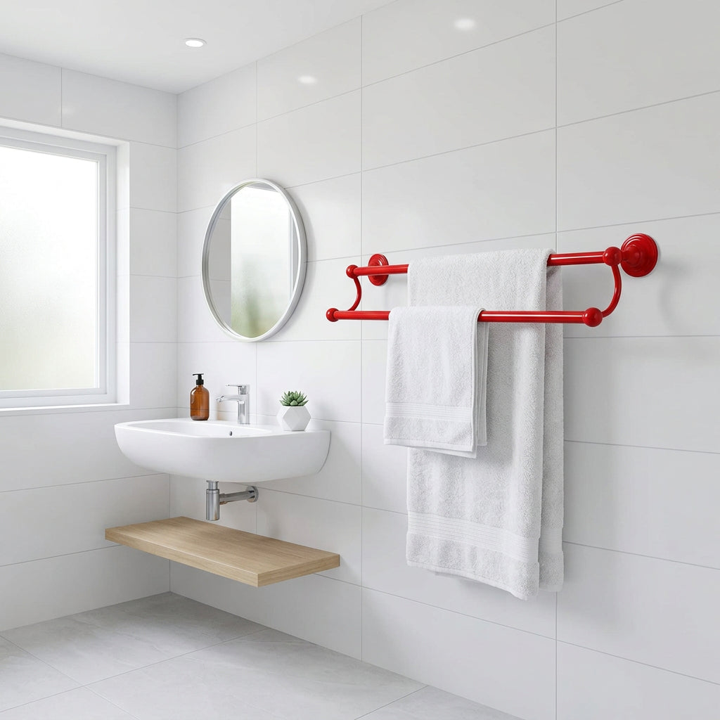 Allied Brass 30-Inch Double Towel Bar — Fire Engine Red