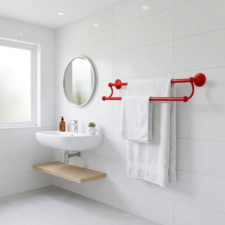 Allied Brass 30-Inch Double Towel Bar — Fire Engine Red