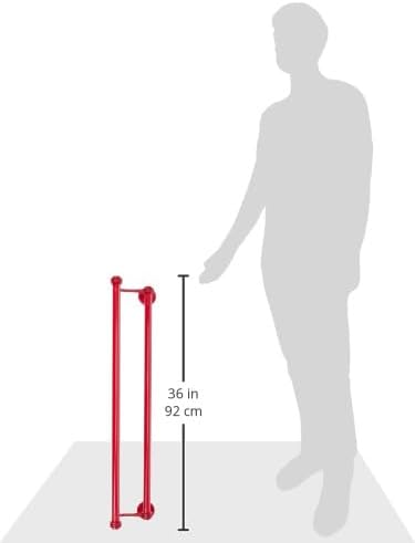 Allied Brass 30″ double towel bar in fire engine red, shown next to a person silhouette for scale