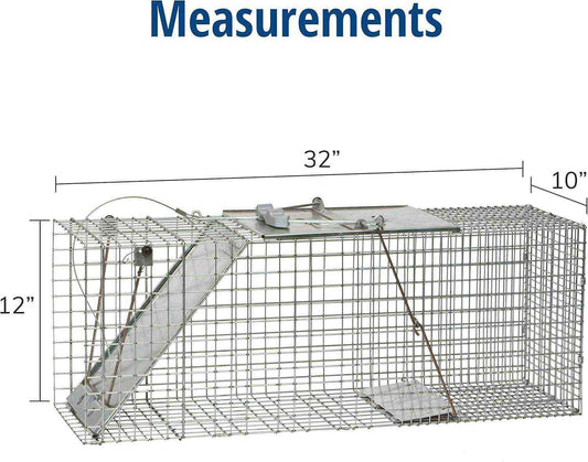Havahart 1085 trap size dimensions – 32 inches long, 12 inches tall, 10 inches wide