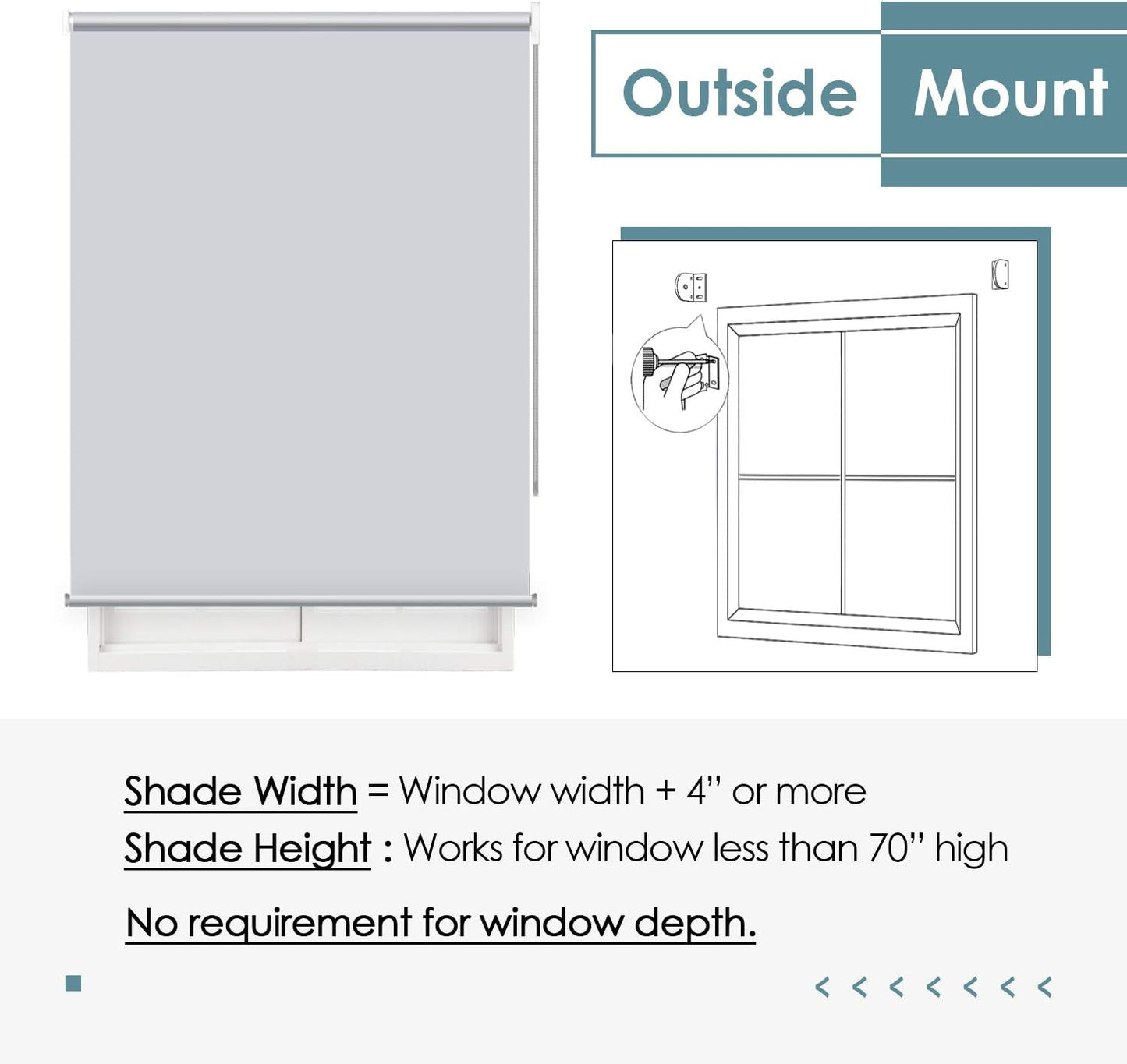 Outside mount guide with window measurements for proper roller shade fit