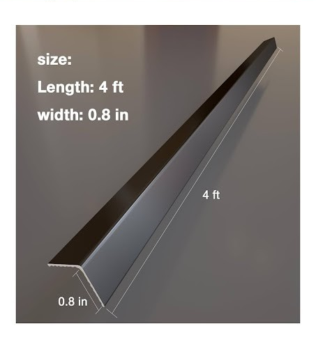 corner guard with dimensions labeled on a gray background