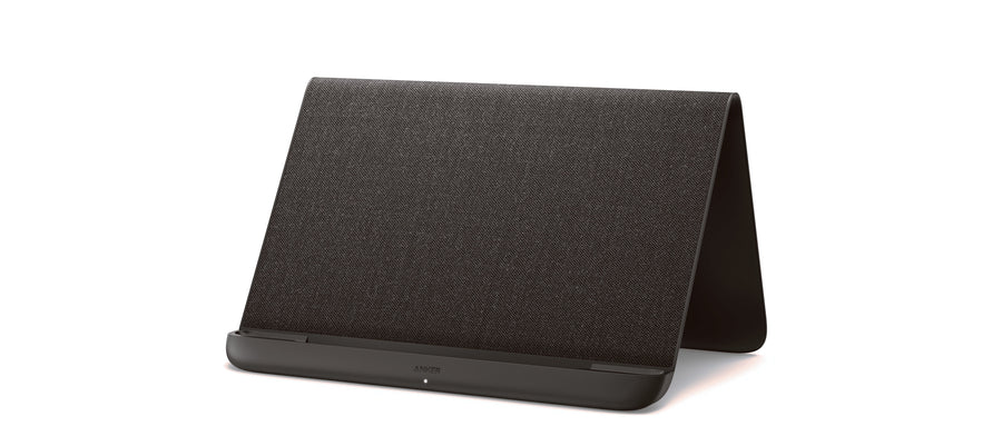 Black Anker wireless charging dock shown alone