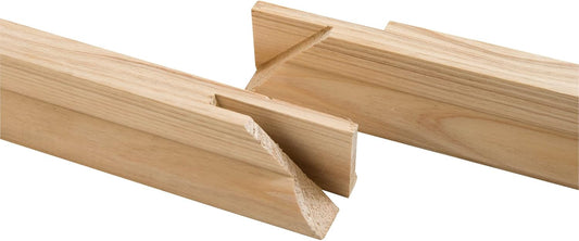 36-inch pine stretcher bar with tongue and groove end view