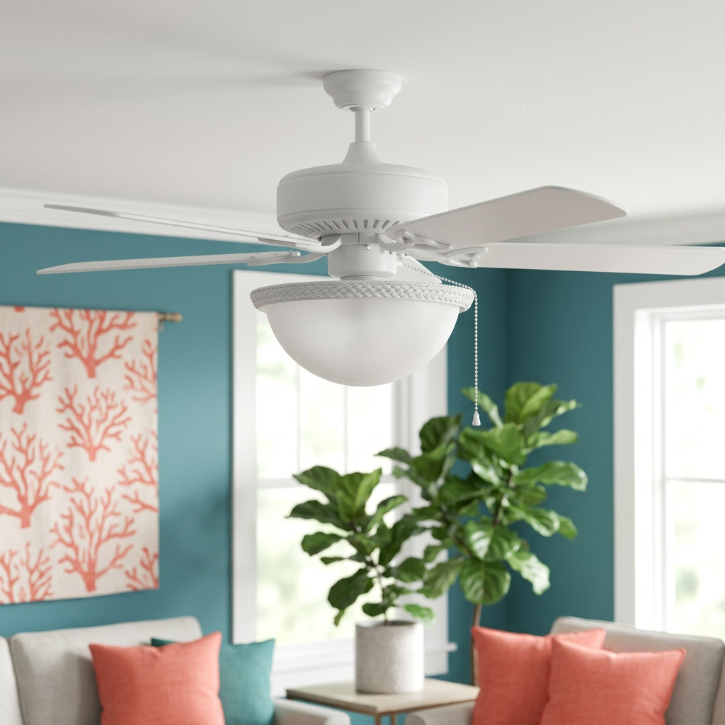 Harbor Breeze light kit staged on a white ceiling fan