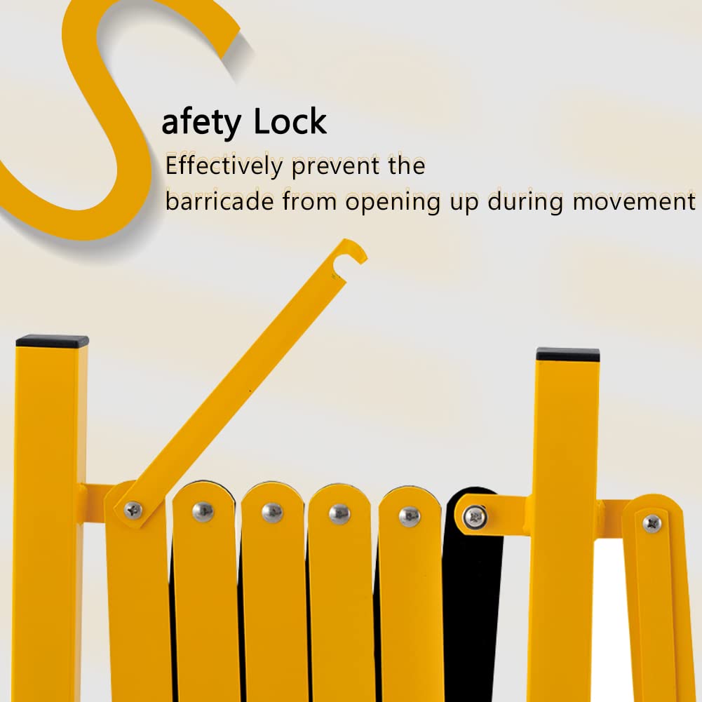 Close-up of yellow safety lock preventing accidental opening of barricade