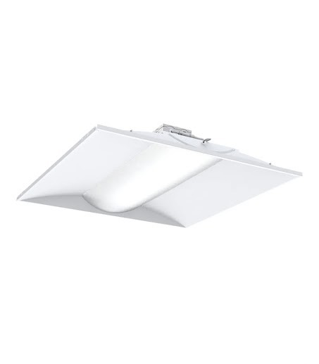 Rectangular ceiling troffer light fixture on a white background